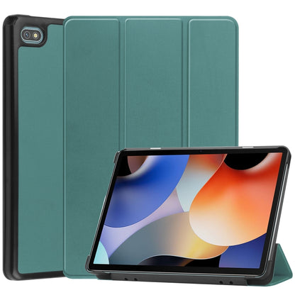 Teal green 3-fold smart tablet case with stand, smooth cover and camera cutout