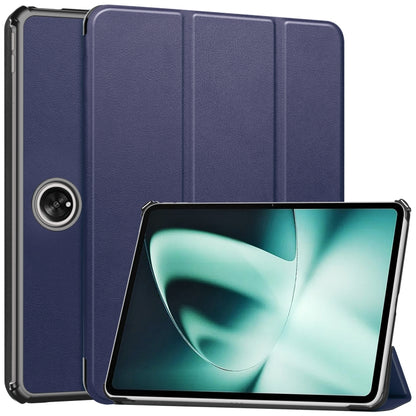 Dark blue tablet case with three-panel cover and kickstand