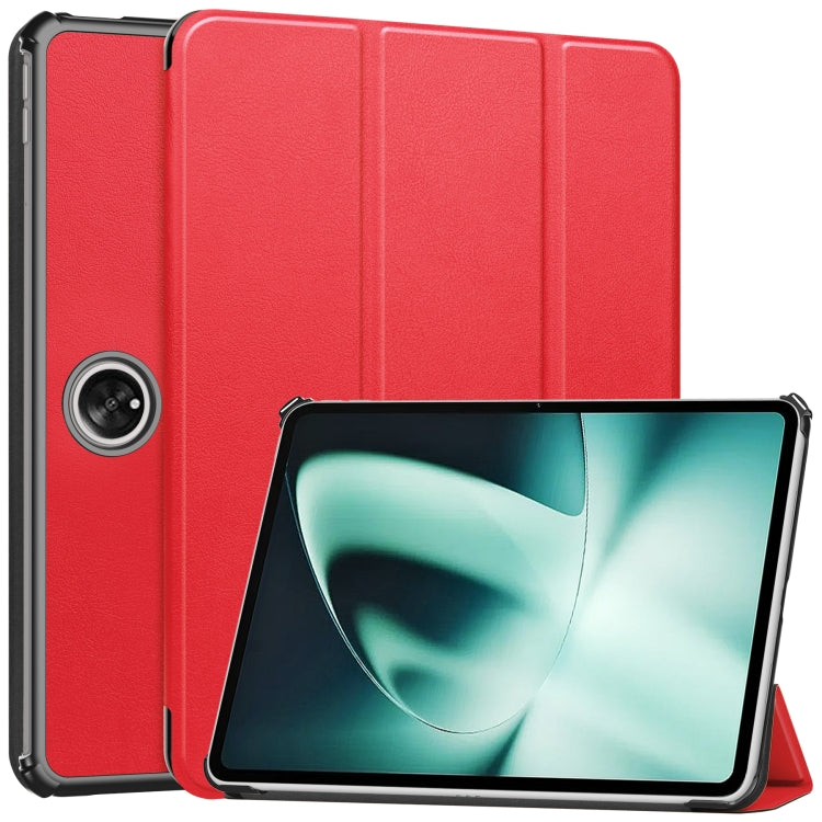 Red 3-fold smart tablet case with stand, textured leather-look cover and camera cutout
