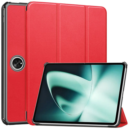 Red 3-fold smart tablet case with stand, textured leather-look cover and camera cutout