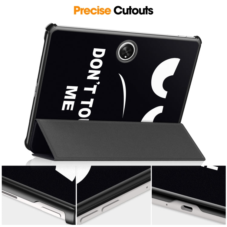 Smart tablet case back view with precise cutouts and camera opening; black textured cover