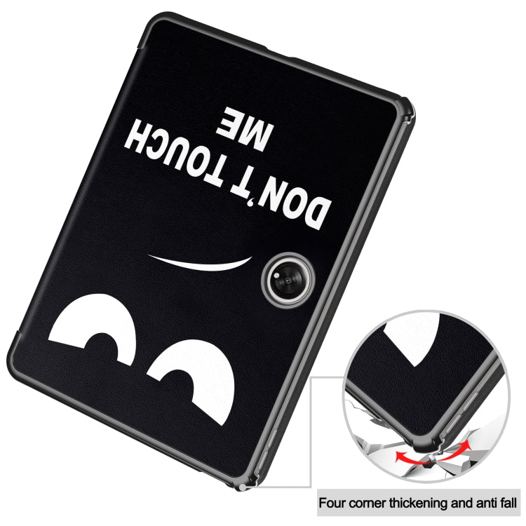 Smart tablet case with reinforced corners; dark exterior with printed design on back