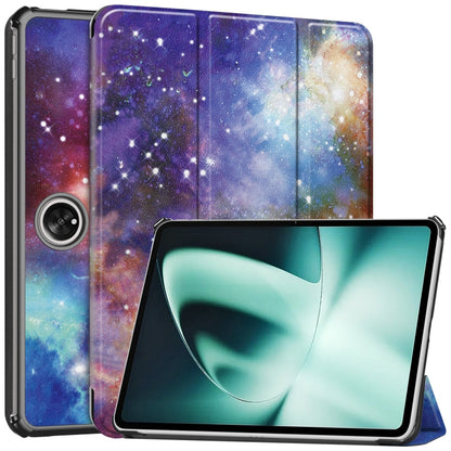 Milky Way Nebula smart tablet case with 3-fold stand; cosmic pattern back with tablet front