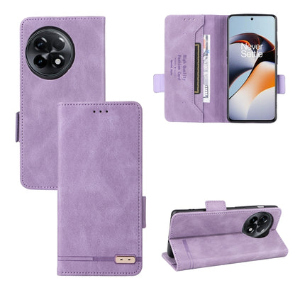 Purple leather folio phone case with magnetic clasp, card slot, and camera cutout.