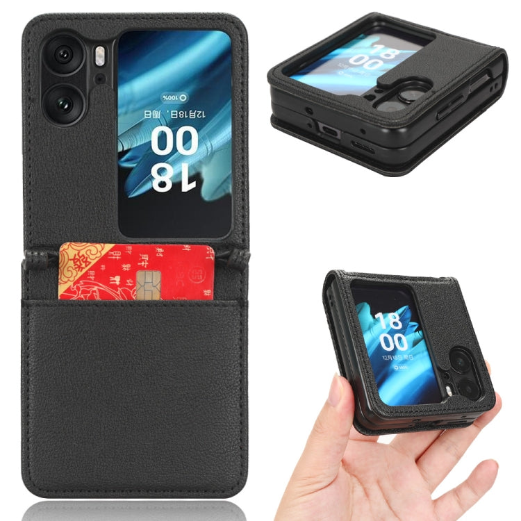 Black lambskin leather phone case with flip cover and card pocket
