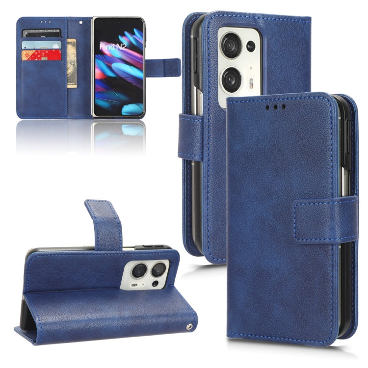 Blue lambskin leather wallet phone case with kickstand and side camera cutouts