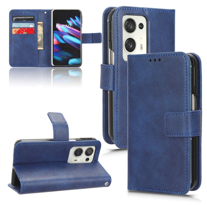 Blue lambskin leather wallet phone case with kickstand and side camera cutouts
