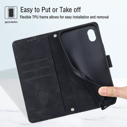 Black embossed leather folio phone case with flexible TPU inner frame