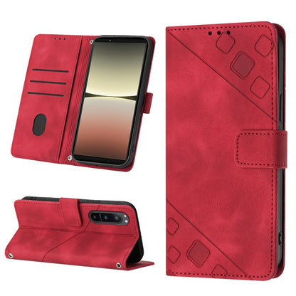 Embossed leather phone case with folio stand for Sony Xperia ACE III, red