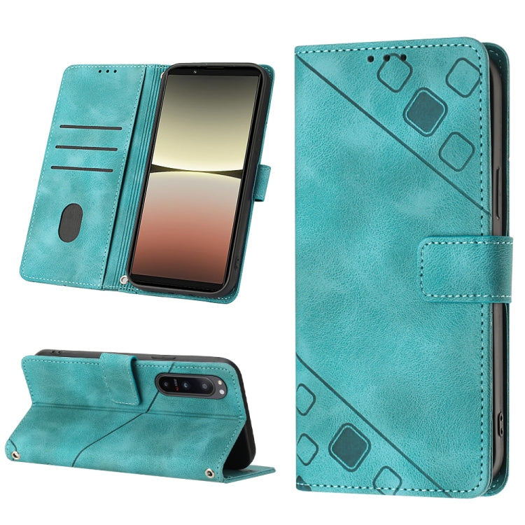 Embossed leather phone case with folio stand for Sony Xperia ACE III, light green