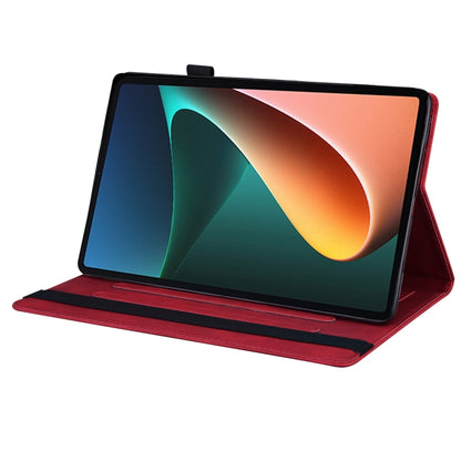 Red leather tablet case with kickstand for horizontal viewing