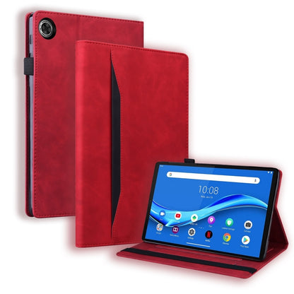 Red leather tablet case with horizontal flip cover and front viewing stand
