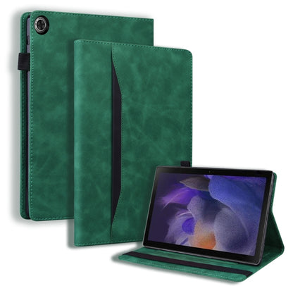 Green leather tablet case with horizontal flip stand and screen wake cover