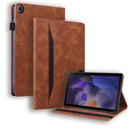 Shockproof horizontal flip leather tablet case, brown with vertical card slot and stand