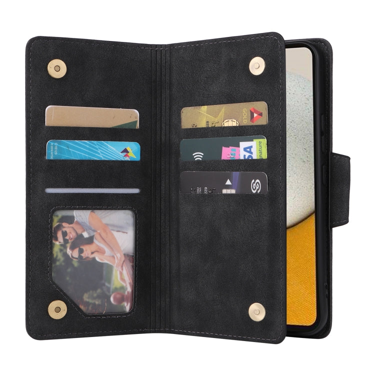 Black leather phone wallet case interior with card slots and ID window