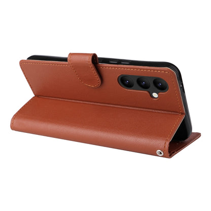 Brown leather folio phone case with card slot cover and kickstand