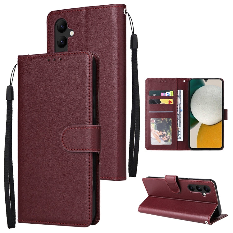 Wine red leather-style phone wallet case with 3 card slots, magnetic closure, wrist strap