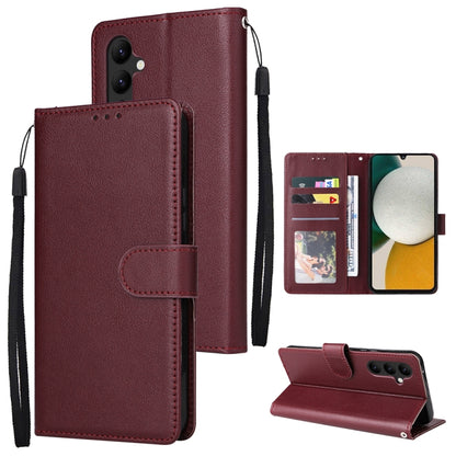 Wine red leather-style phone wallet case with 3 card slots, magnetic closure, wrist strap