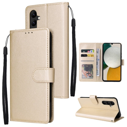 Leather phone case with 3 card slots, beige folio with magnetic flap and wrist strap