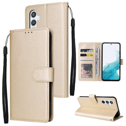 Beige folio phone case with 3 card slots, side flip cover and wrist strap