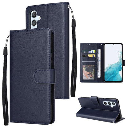 Navy folio phone wallet with 3 card slots and kickstand, dark blue exterior