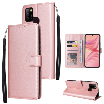 Light pink leather-style phone wallet case with 3 card slots and magnetic flap, wrist strap