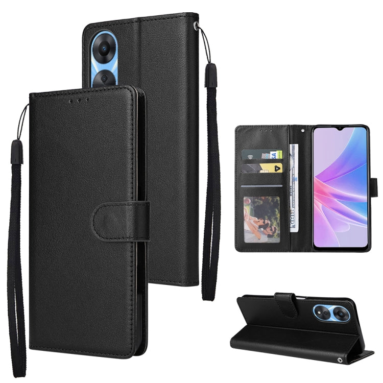 Black leather-style phone wallet case with 3 card slots and fold-out kickstand, wrist strap
