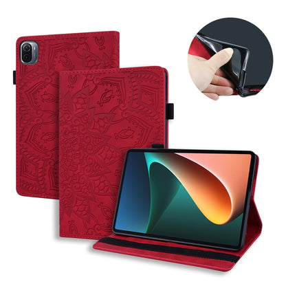 Red embossed flip leather tablet case with front cover and stand for tablet