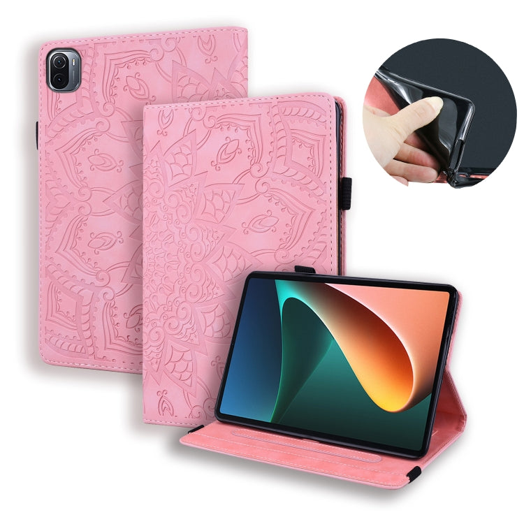 Pink embossed flip leather tablet case with front cover and stand for tablet