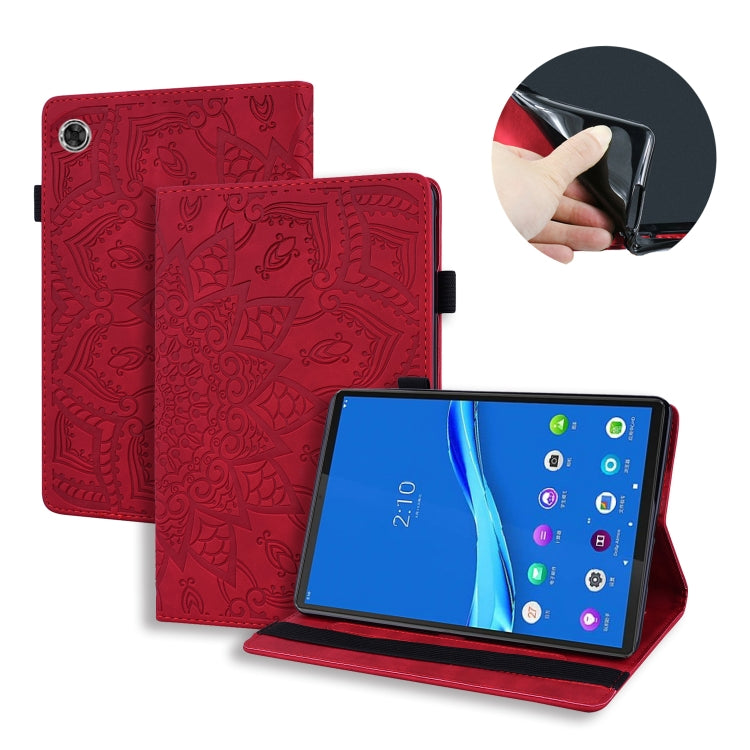 Red embossed flip leather tablet case with front cover and stand for tablet