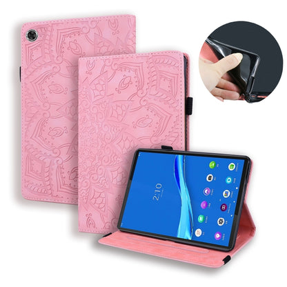 Pink embossed flip leather tablet case with front cover and stand for tablet