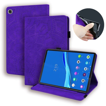 Purple embossed flip leather tablet case with front cover and stand for tablet