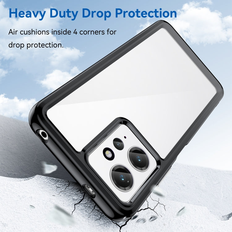 Black TPU phone case with transparent back and raised corner protection