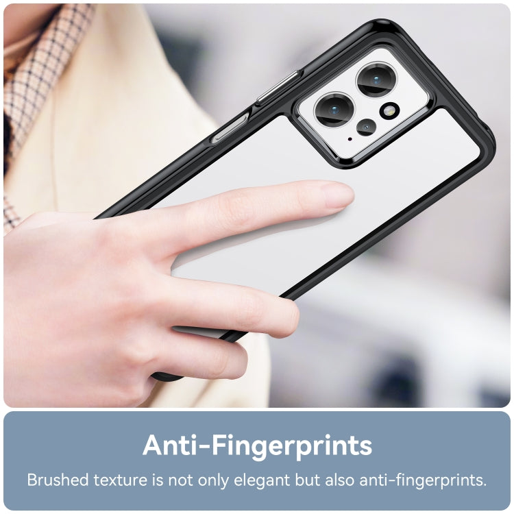 Black TPU phone case with transparent back, anti-fingerprint brushed texture