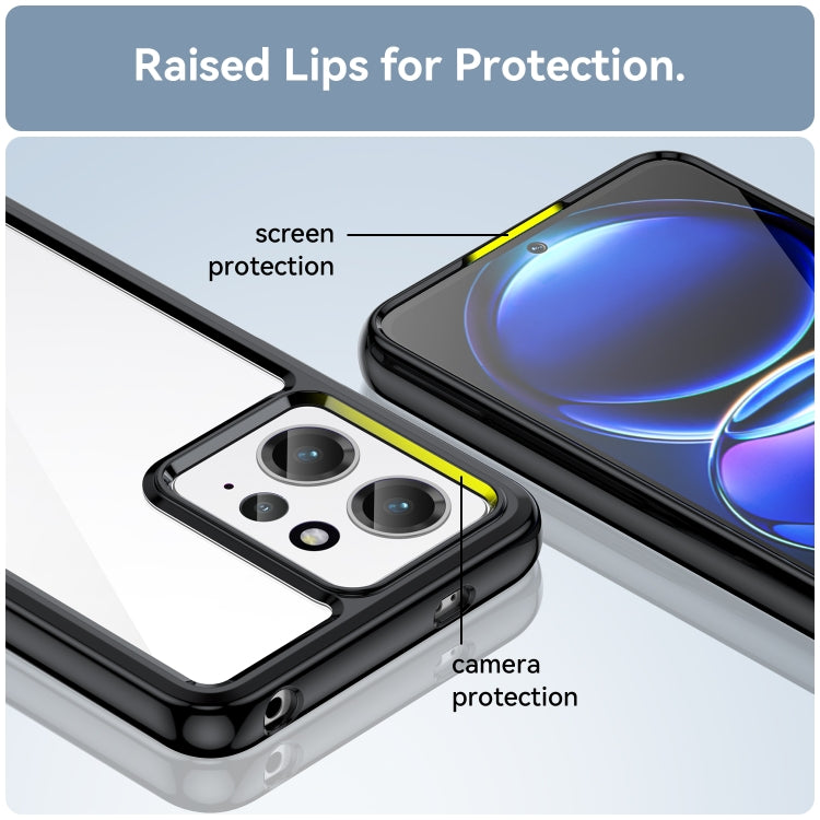 Black TPU phone case with transparent back, raised lip screen and camera protection