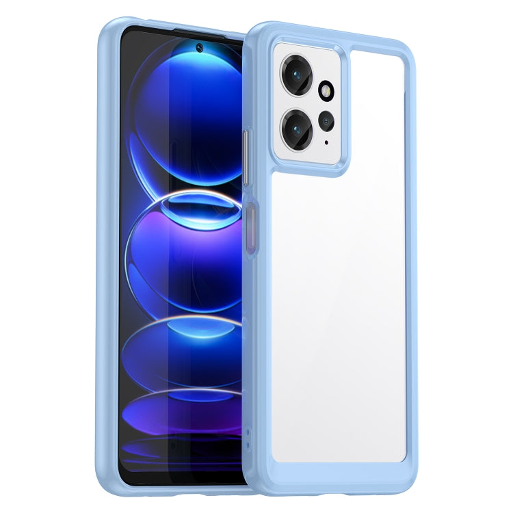 Light blue TPU phone case with transparent back, dual camera cutouts