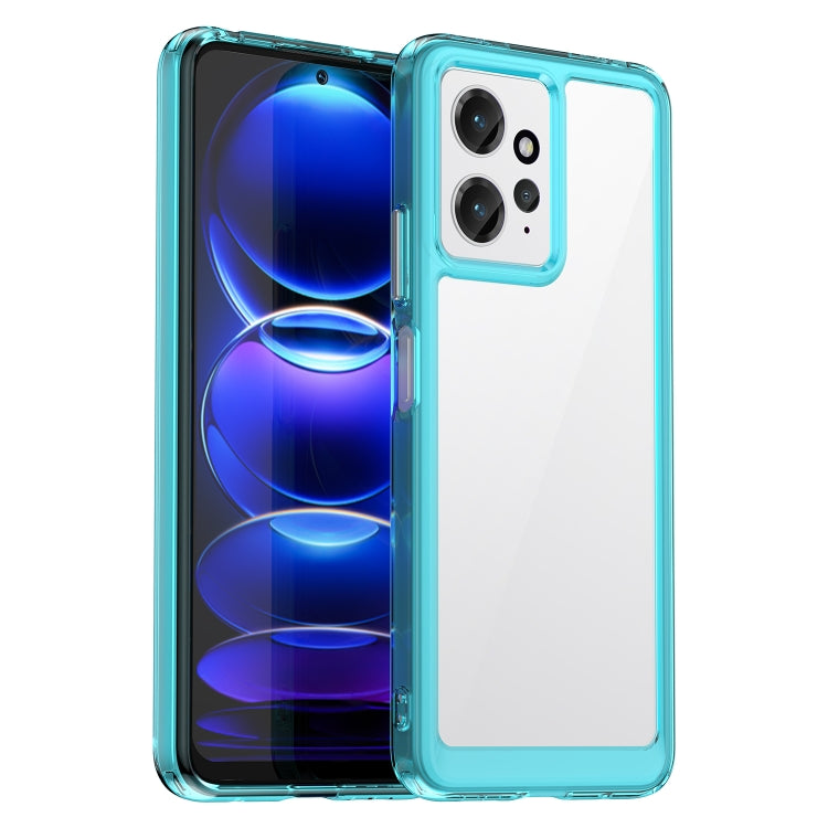 Teal TPU phone case with transparent back, dual camera cutouts