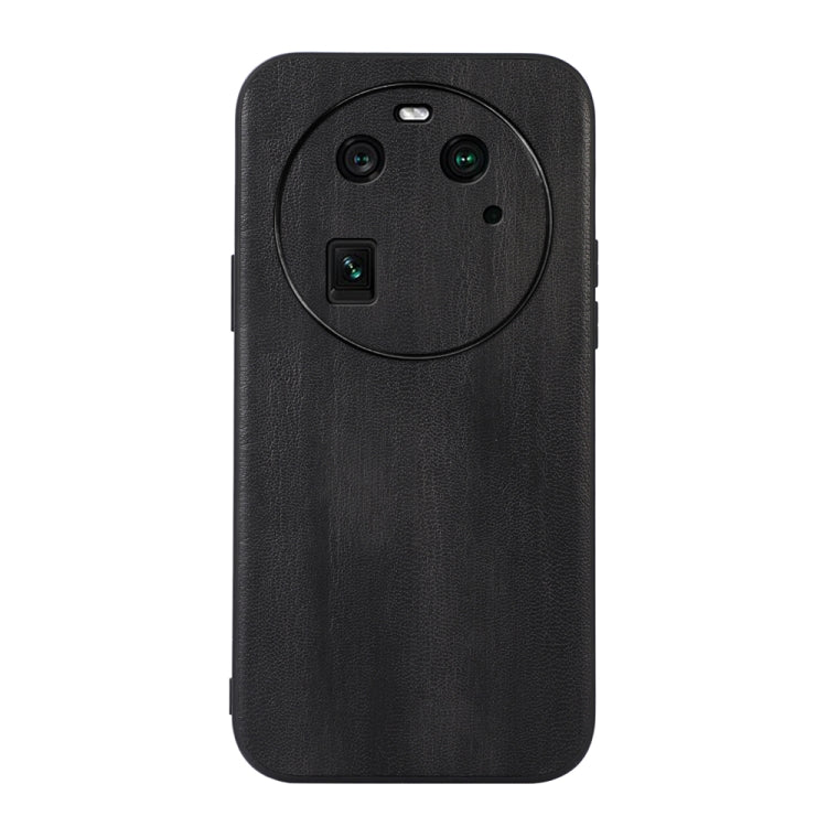 Black PU phone case, textured leather-look back with camera cutouts