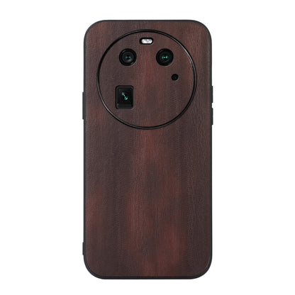 Coffee brown PU phone case, textured leather-look back with camera cutouts