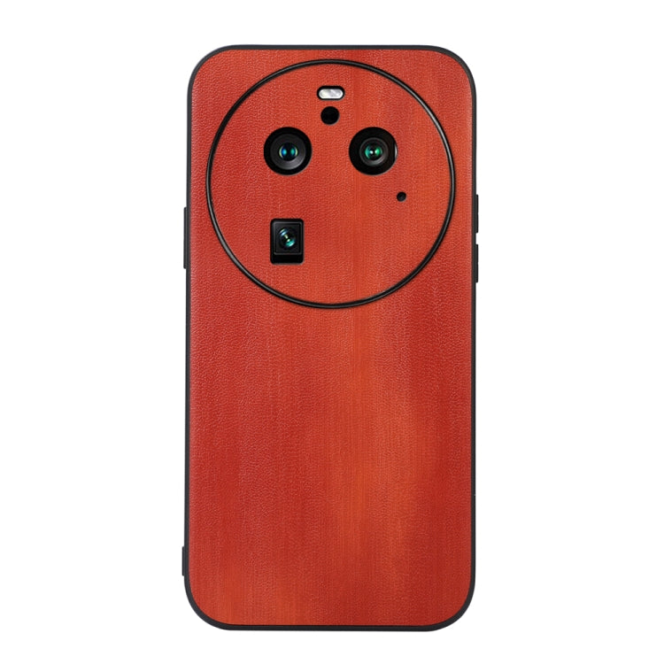 Coffee PU phone case, textured orange-brown back view with camera cutouts