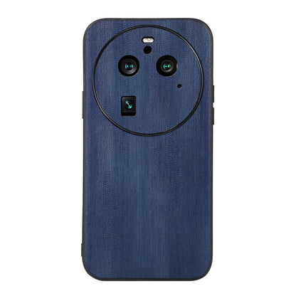 Blue PU phone case, textured leather-look back with camera openings