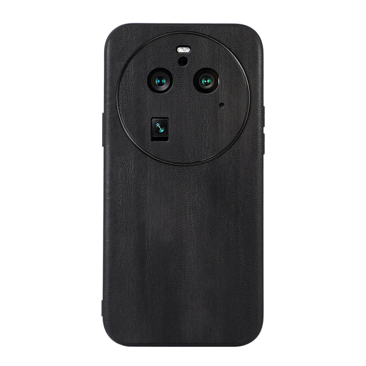 Black PU phone case, textured leather-look back with camera cutouts