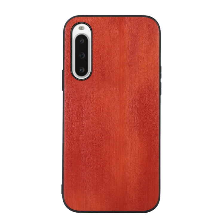 Brown PU phone case with cow texture, raised camera cutout, for OPPO phones