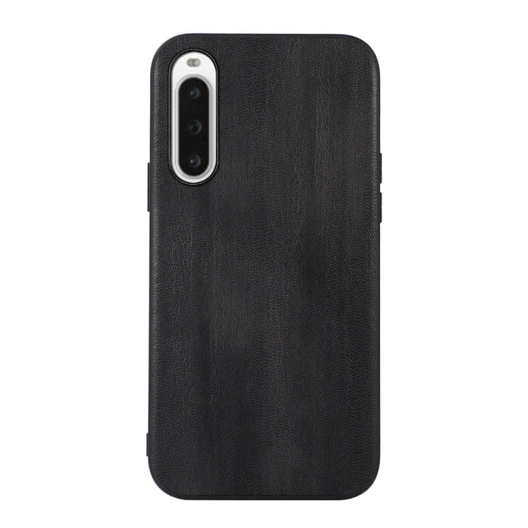 Black PU phone case with cow texture, raised camera cutout, for OPPO phones