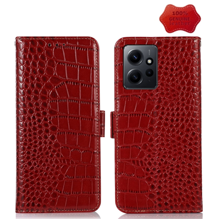 Red crocodile-texture leather folio phone case with back dual-camera window