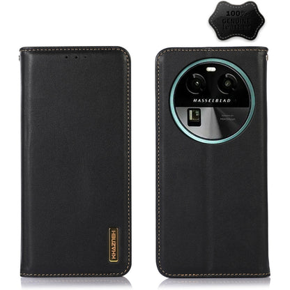 Black leather phone case with embossed KHAZNEH logo, front and back views