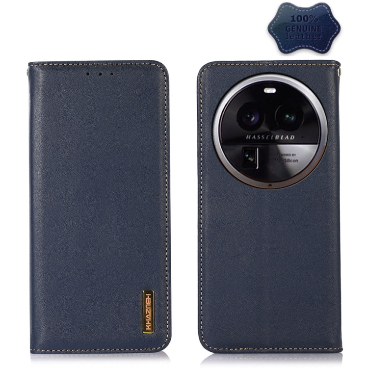 KHAZNEH leather phone case in blue with Hasselblad-style camera lens opening