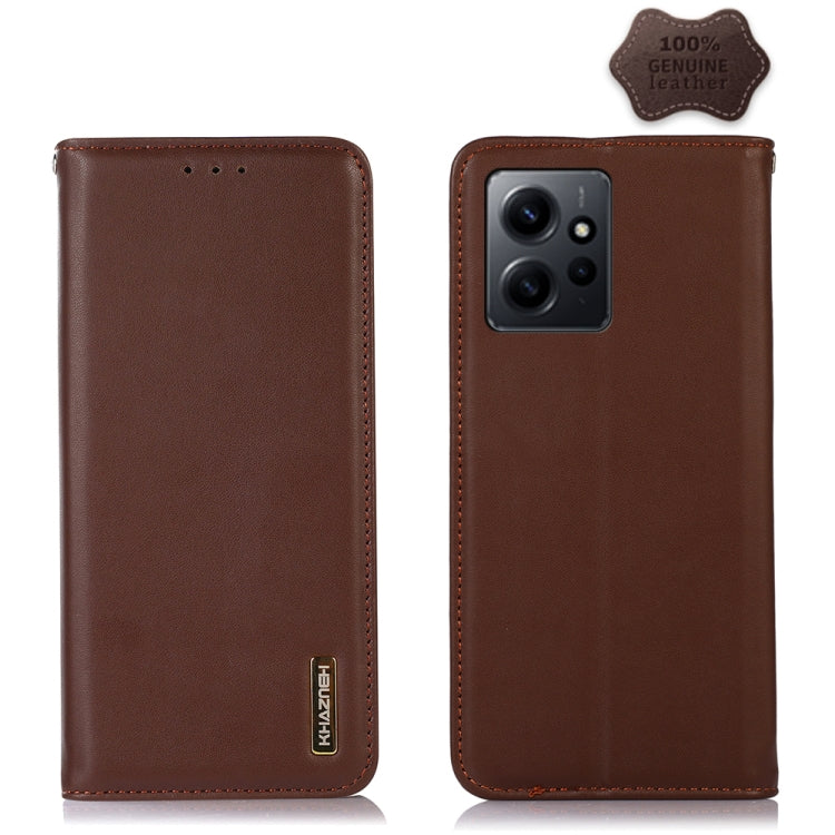 KHAZNEH leather phone case in brown with square camera opening and stitched edges