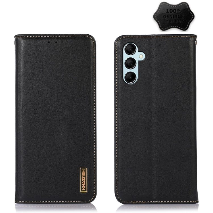 KHAZNEH leather phone case in black with vertical dual camera cutout and stitching