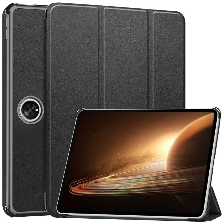 3-fold smart tablet case with folio front and textured back, black color